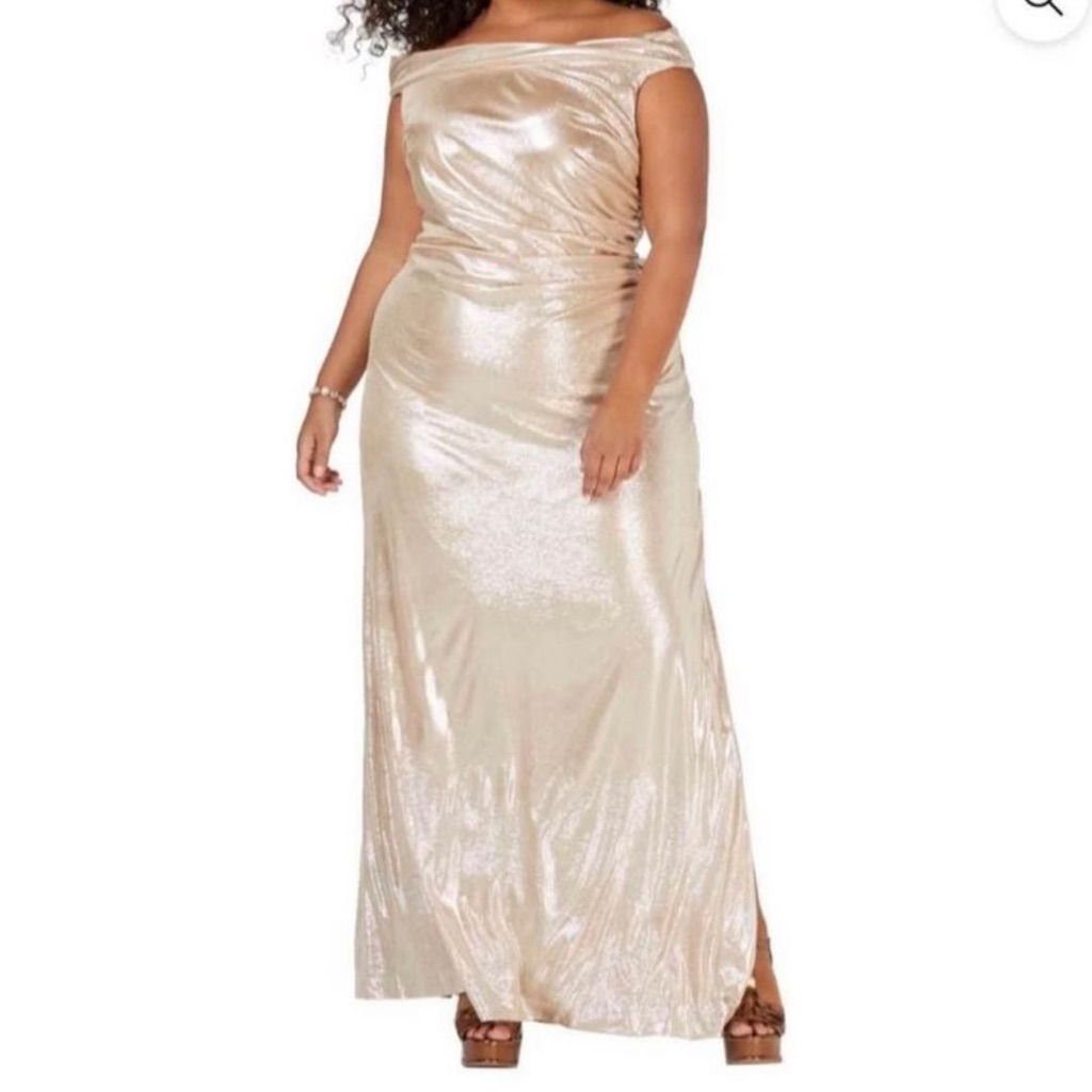 Calvin Klein Metallic Off The Shoulder Plus Size Dress 20w